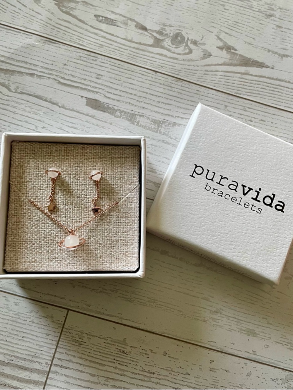 NIB Pura Vida Saturn Necklace & Earring Set